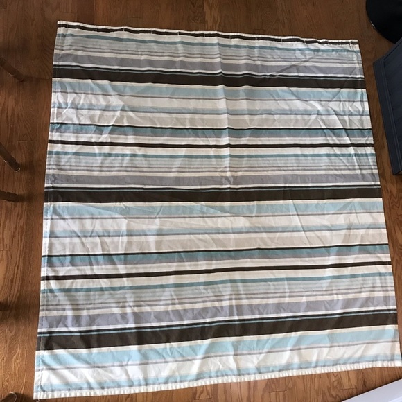 Striped Shower Curtain Beach Brown Tan Aqua Blue stripes - Picture 10 of 14